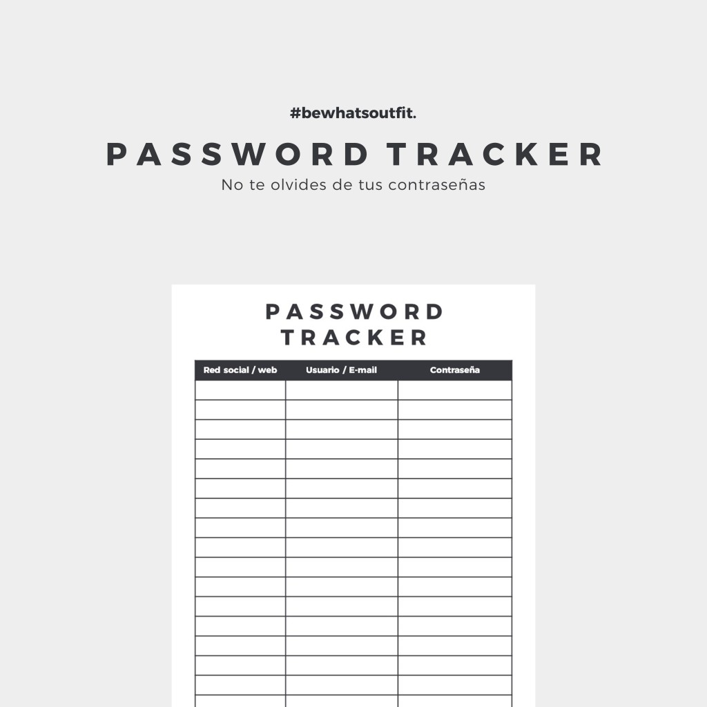 IMPRIMIBLE – Password Tracker ¡no olvides tus contraseñas!